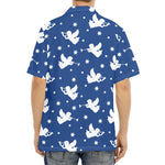 Blue And White Angel Pattern Print Aloha Shirt