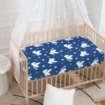 Blue And White Angel Pattern Print Baby Crib Sheet
