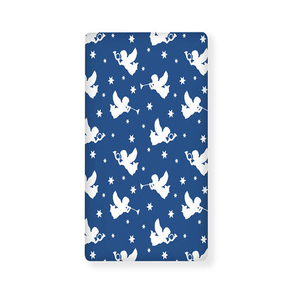 Blue And White Angel Pattern Print Baby Crib Sheet