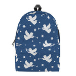 Blue And White Angel Pattern Print Backpack