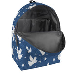 Blue And White Angel Pattern Print Backpack