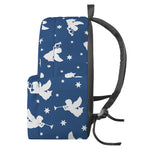 Blue And White Angel Pattern Print Backpack