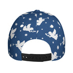 Blue And White Angel Pattern Print Baseball Cap
