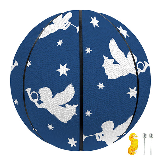 Blue And White Angel Pattern Print Basketball