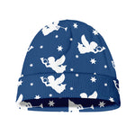Blue And White Angel Pattern Print Beanie