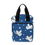 Blue And White Angel Pattern Print Bible Tote Bag