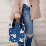 Blue And White Angel Pattern Print Bible Tote Bag