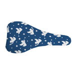 Blue And White Angel Pattern Print Bicycle Seat Cover