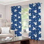 Blue And White Angel Pattern Print Blackout Grommet Curtains