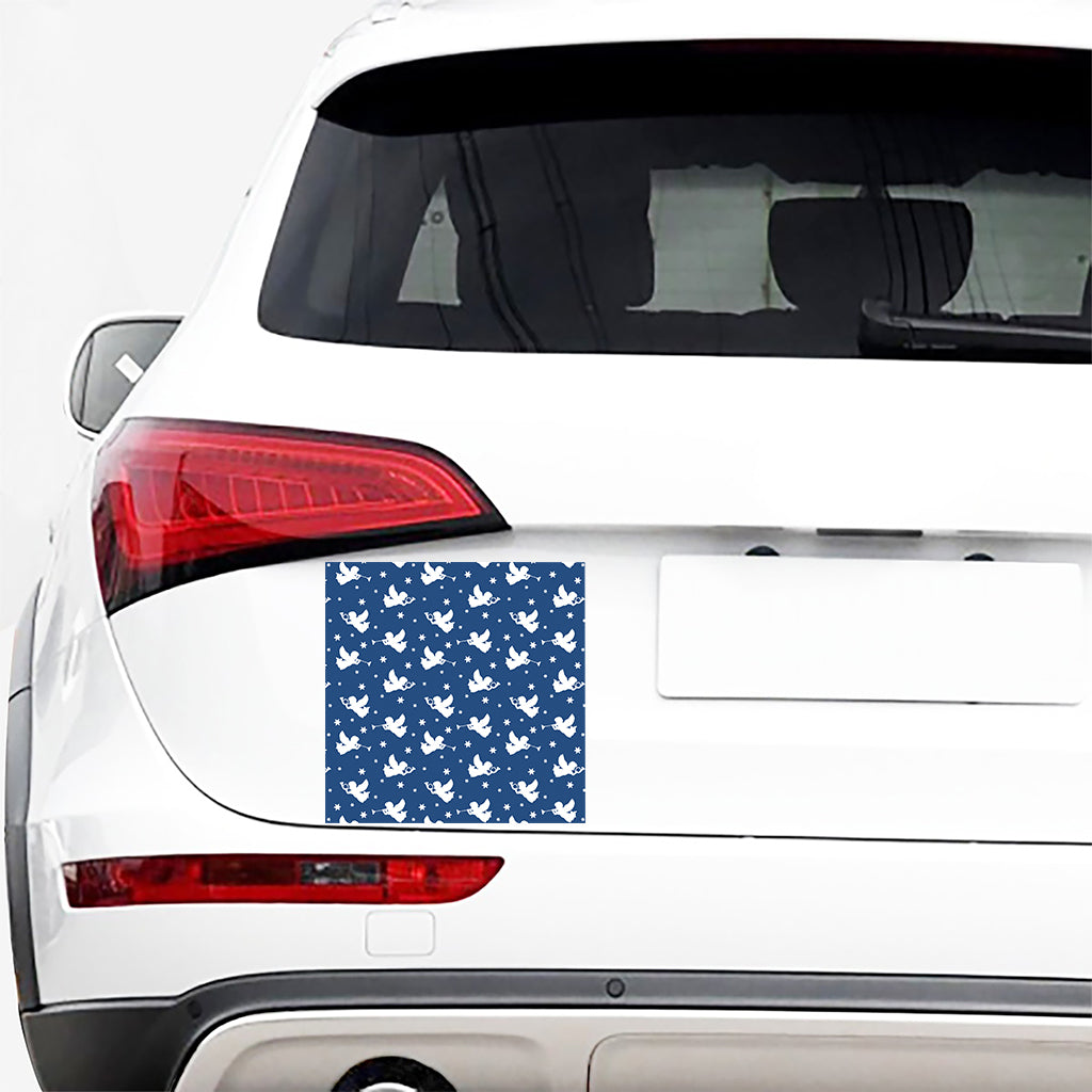 Blue And White Angel Pattern Print Car Sticker