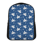 Blue And White Angel Pattern Print Casual Backpack