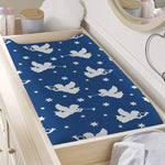 Blue And White Angel Pattern Print Changing Pad Cover