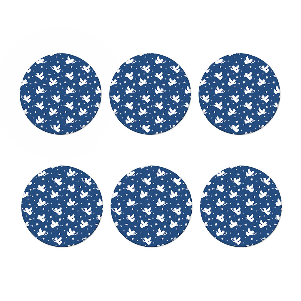 Blue And White Angel Pattern Print Coaster Set