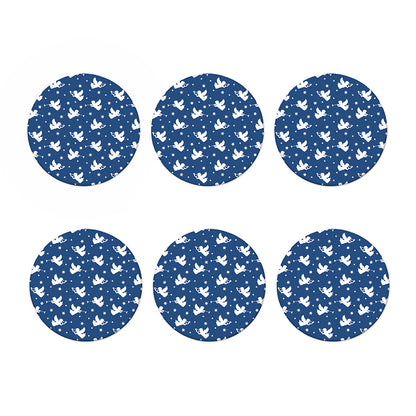 Blue And White Angel Pattern Print Coaster Set