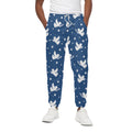 Blue And White Angel Pattern Print Cotton Sweatpants