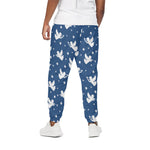 Blue And White Angel Pattern Print Cotton Pants