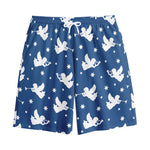 Blue And White Angel Pattern Print Cotton Shorts