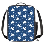 Blue And White Angel Pattern Print Crossbody Lunch Bag