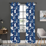 Blue And White Angel Pattern Print Curtain