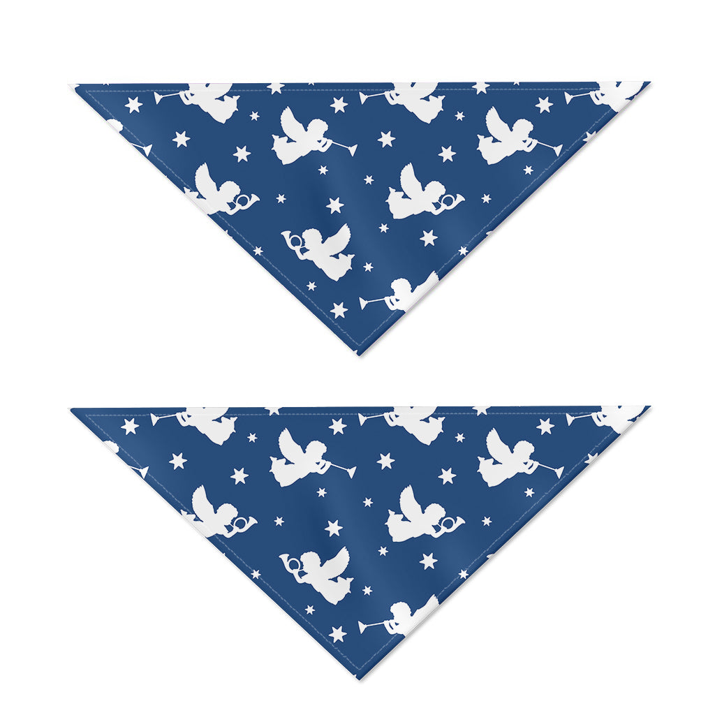 Blue And White Angel Pattern Print Dog Bandana