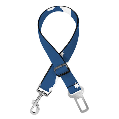 Blue And White Angel Pattern Print Dog Seat Belt