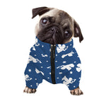 Blue And White Angel Pattern Print Dog Zip Up Jacket