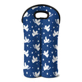 Blue And White Angel Pattern Print Double Neoprene Wine Tote