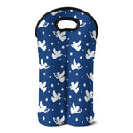 Blue And White Angel Pattern Print Double Neoprene Wine Tote