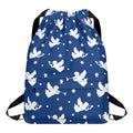 Blue And White Angel Pattern Print Drawstring Backpack