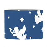 Blue And White Angel Pattern Print Drum Lamp Shade