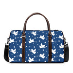 Blue And White Angel Pattern Print Duffle Bag