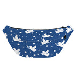 Blue And White Angel Pattern Print Fanny Pack