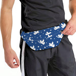 Blue And White Angel Pattern Print Fanny Pack