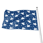 Blue And White Angel Pattern Print Flag