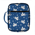 Blue And White Angel Pattern Print Front Pocket Bible Bag