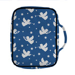 Blue And White Angel Pattern Print Front Pocket Bible Bag