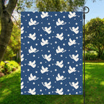 Blue And White Angel Pattern Print Garden Flag