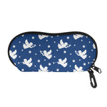 Blue And White Angel Pattern Print Glasses Case