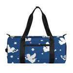 Blue And White Angel Pattern Print Gym Bag