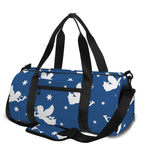 Blue And White Angel Pattern Print Gym Bag