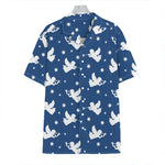Blue And White Angel Pattern Print Hawaiian Shirt