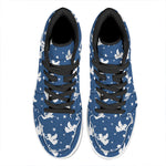 Blue And White Angel Pattern Print High Top Leather Sneakers