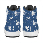 Blue And White Angel Pattern Print High Top Leather Sneakers