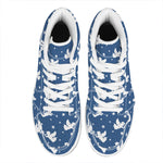 Blue And White Angel Pattern Print High Top Leather Sneakers