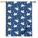 Blue And White Angel Pattern Print House Flag