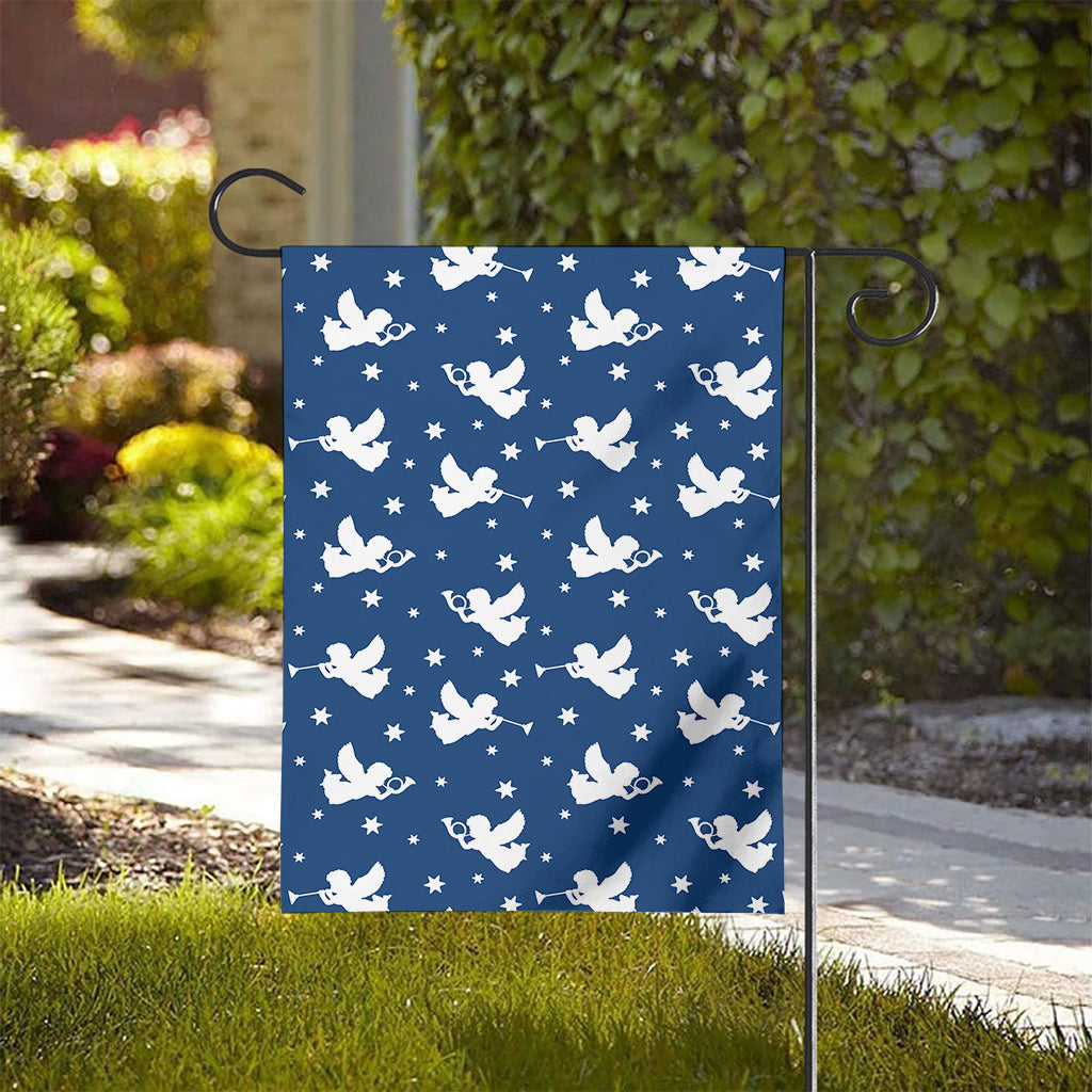 Blue And White Angel Pattern Print House Flag