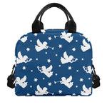 Blue And White Angel Pattern Print Insulated Lunch Bag