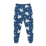 Blue And White Angel Pattern Print Jogger Pants