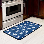 Blue And White Angel Pattern Print Kitchen Mat