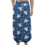 Blue And White Angel Pattern Print Lantern Pants